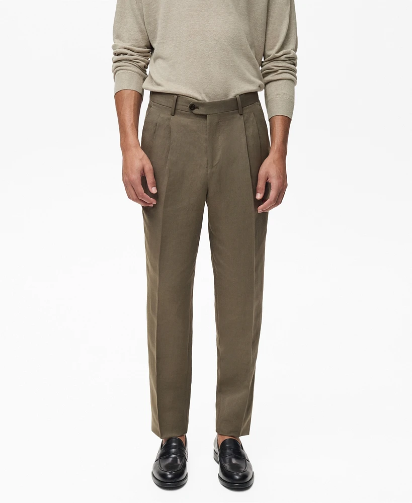 Mango Men's Slim-Fit Pleated Linen Pants