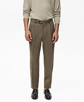 Mango Men's Slim-Fit Pleated Linen Pants