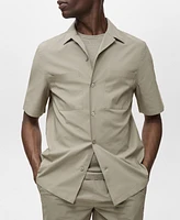 Mango Men's Pockets and Bowling Collar Shirt