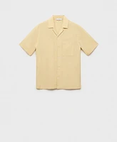 Mango Men's Embroidered Bowling Collar Shirt