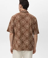 Mango Men's Short-Sleeved Embroidered Shirt