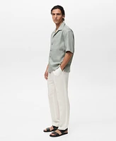 Mango Men's Linen Short Sleeve Shirt