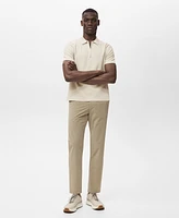 Mango Men's Coolmax Zipper Fine-Knit Polo Shirt