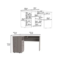 Depot E-shop Idra L-Shaped Desk, Keyboard Tray, Two Drawers, One Open Shelf
