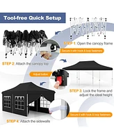 10 x 20 Feet Pop up Canopy with 6 Sidewalls Windows and Carrying Bag