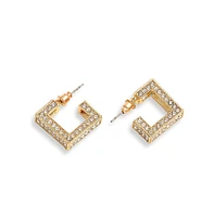Sohi Women's Gold Plated Party Designer Stone Hoop Earrings
