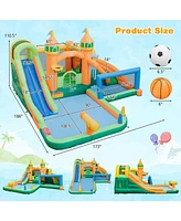 Gymax Kids Inflatable Water Slide Park w/ Splash Pools Wet Dry Combo Blower Excluded
