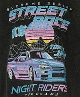 Univibe Big Boys Night Rider Distressed Print Short Sleeve T-Shirt