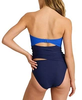 Tommy Bahama Womens Colorblocked Convertible Tankini Top Hipster Bikini Bottoms