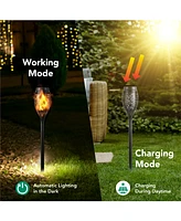 Pack Waterproof Flame Solar Torch Light