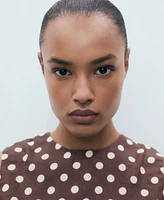 Mango Women's Polka-Dot Linen Crop Top