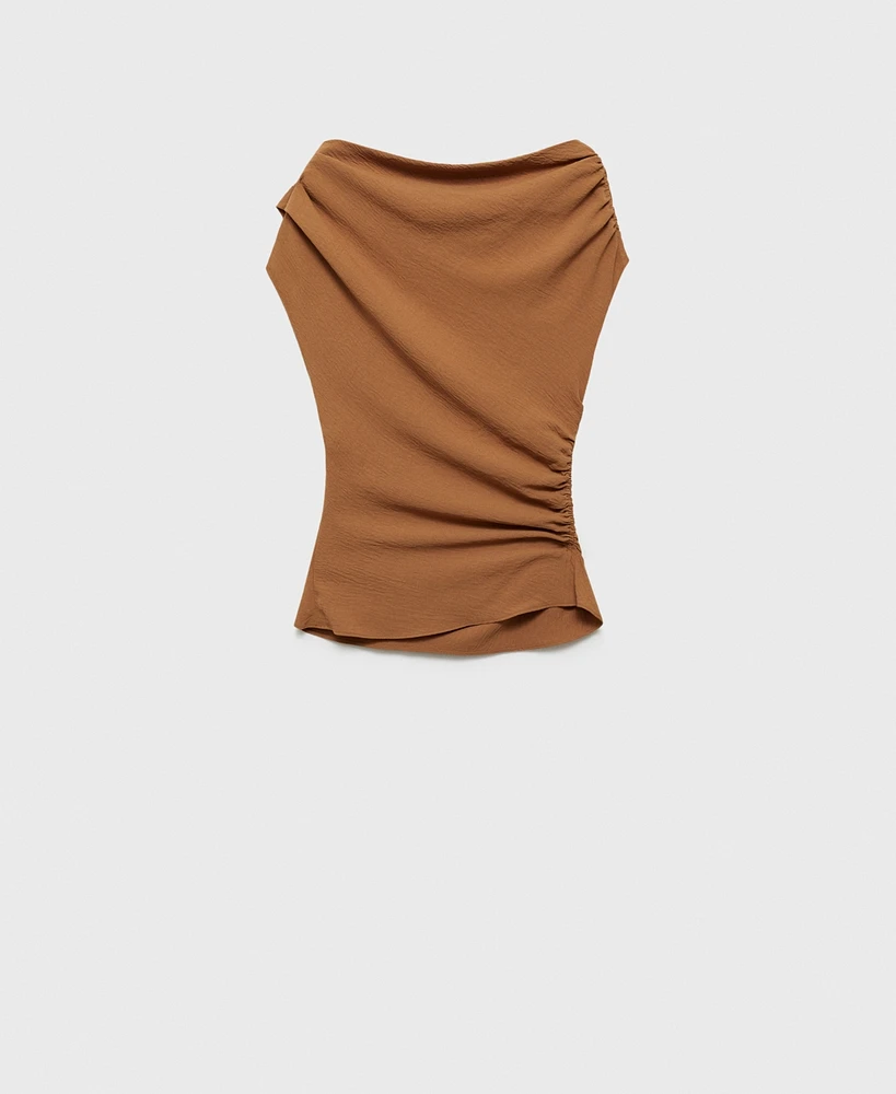 Mango Women's Asymmetric Ruched Top