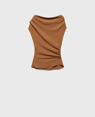 Mango Women's Asymmetric Ruched Top