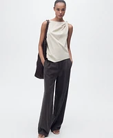 Mango Women's Knotted-Hem Cotton Top
