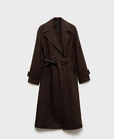 Mango Women's Double Breasted Linen Trench Coat