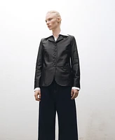Mango Women's Buttons Leather Jacket