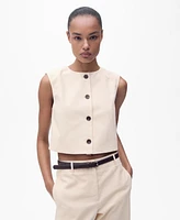Mango Women's Buttons Cotton Crop Top