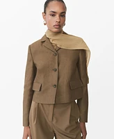 Mango Women's Linen-Blend Cropped Jacket