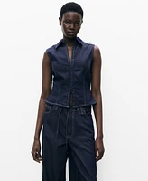 Mango Women's Fitted Denim Top