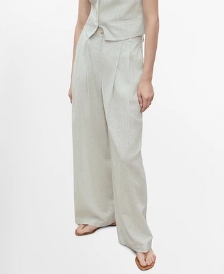 Mango Women's Straight-Fit Linen-Blend Suit Pants