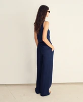 Mango Women's Gathered Side Denim-Effect Top