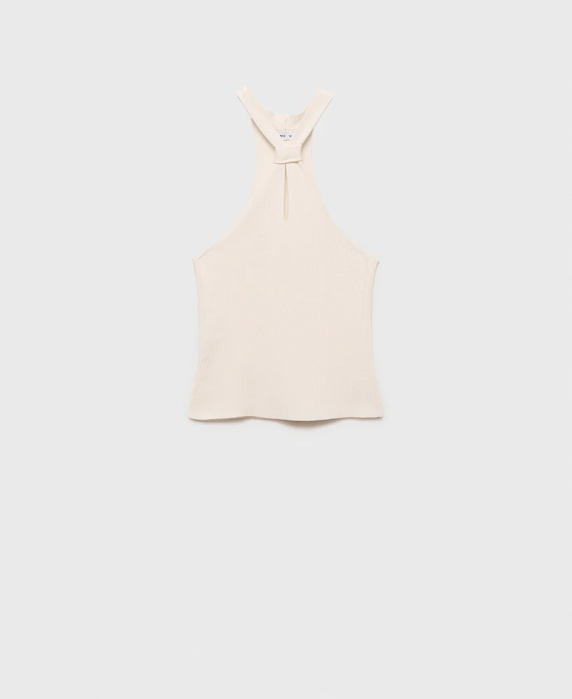 Mango Women's Knot Detail Halter-Neck Top