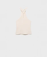 Mango Women's Knot Detail Halter-Neck Top