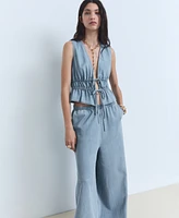 Mango Women's Tie Closure Lyocell Top