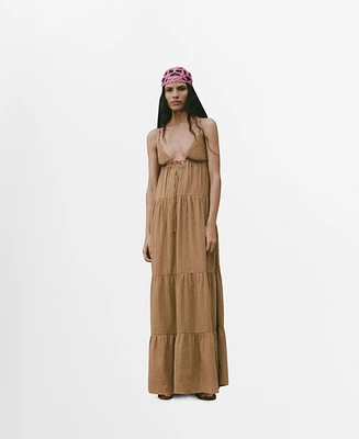 Mango Women's V-Neck Cotton Dress