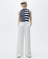 Mango Women's Striped Knit Top