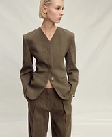 Mango Women's Seamless Linen Suit Jacket