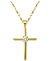 Giani Bernini Cubic Zirconia Cross Pendant Necklace (3/8 ct. t.w.) Sterling Silver, 16" + 2" extender