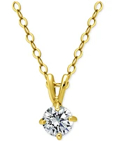 Giani Bernini Cubic Zirconia Solitaire Pendant Necklace 18k Gold over Sterling Silver, 16" + 2" extender, Exclusively at Macy's