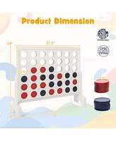 Giant 4-in-a-row Game Set Wooden Jumbo 4-to-Score Game with Carrying Bag
