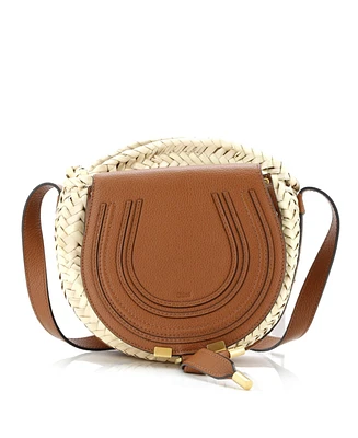 Pre-Owned Chloe Small Marcie Basket Crossbody Bag Raffia and Leather