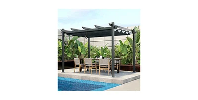 10 x 12 Feet Outdoor Aluminum Retractable Pergola Canopy Shelter Grape Trellis