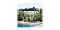 10 x 12 Feet Outdoor Aluminum Retractable Pergola Canopy Shelter Grape Trellis