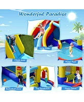 Gymax 7-in-1 Inflatable Water Slide Water Park Kids Bounce Castle Without Air Blower
