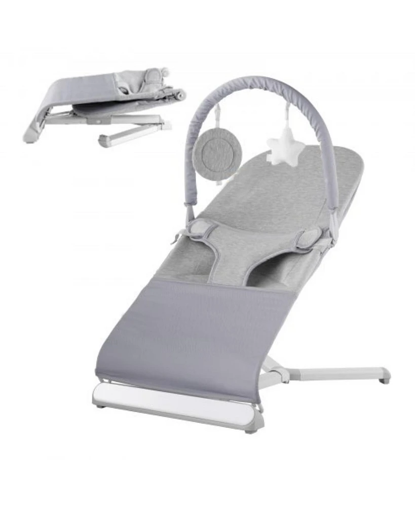 Slickblue Toddler Bouncer Folding Bouncer Seat Chair 0-9 Months with Toy Bar