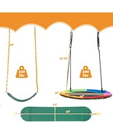 Gymax Boys Swing Frame Stand with 2 Swing Set Swing Sets for Backyard w/ Ground Stakes