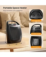 Zafro Portable Ceramic Space Heater, 750W/1500W Electric Heater with Thermostat, Overheat Protection, Quiet Fan for Home & Office