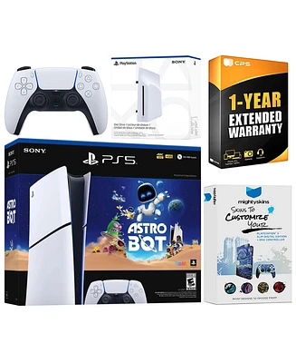 Sony PlayStation 5 Astro Bot Slim Digital Bundle with Disc Drive, MightySkins Voucher