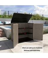 Mondawe 34.3"D x 53.2"W 47.1"H Resin Outdoor Storage Shed with Reinforced Floor