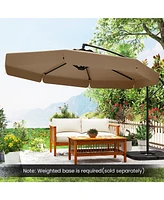 Gymax 10FT Offset Hanging Umbrella Patio Cantilever w/ Easy Tilt Adjustment