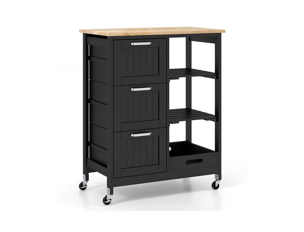 Rolling Kitchen Island Utility Storage Cart with 3 Large Drawers