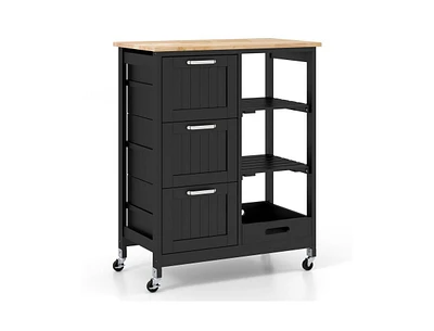 Rolling Kitchen Island Utility Storage Cart with 3 Large Drawers