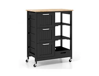 Rolling Kitchen Island Utility Storage Cart with 3 Large Drawers