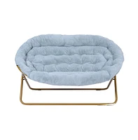 Janey Folding Double Saucer Chair With Steel Frame For Dorm, Living Room, Or Bedroom