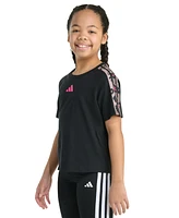 adidas Big Girls Printed Raglan Short-Sleeve Logo Graphic Cotton T-Shirt