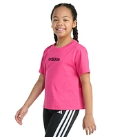 adidas Big Girls Short-Sleeve Embroidered Linear Logo Cotton T-Shirt